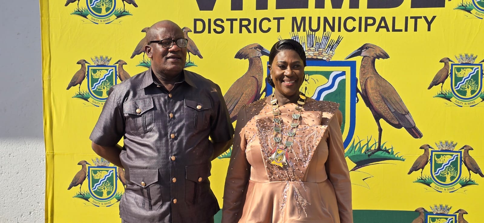 Vhembe District Municipality Executive Mayor Freda Nkondo with Mec for sports in Limpopo Jerry Maseko (left).